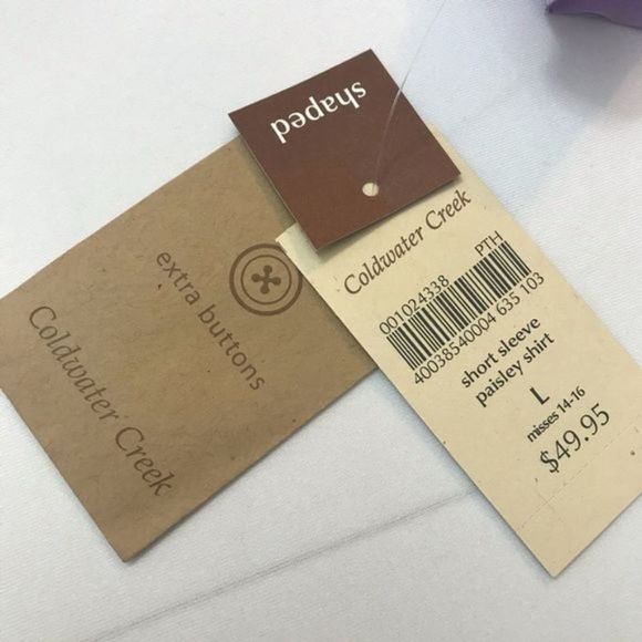 Coldwater Creek Sheer Purple Paisley Button Down L - Picture 9 of 13